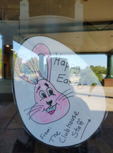 Photo of Easter egg drawing in window