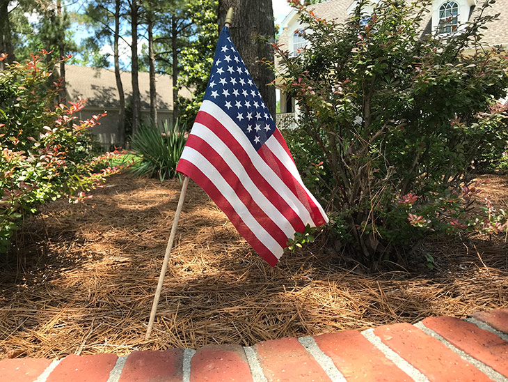 Photo of United States flag along walkway at Maple Creek