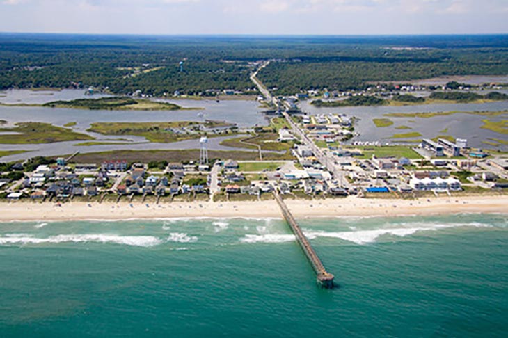 Aerial photo of Topsail Island